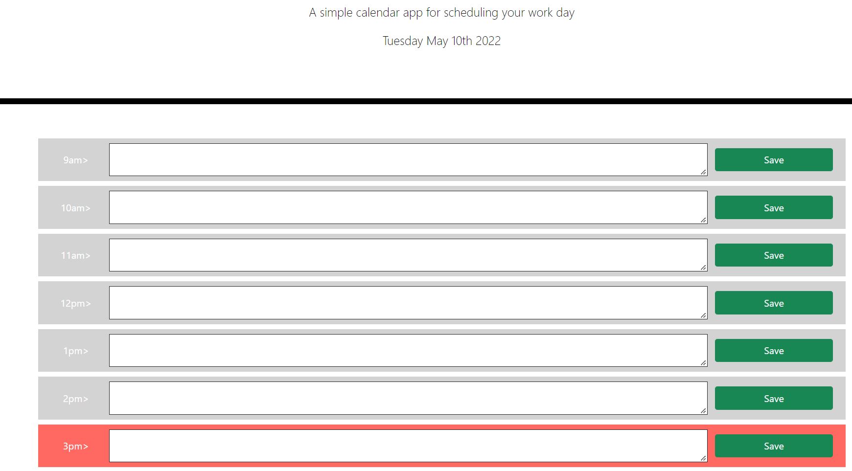 day planner with hourly slots